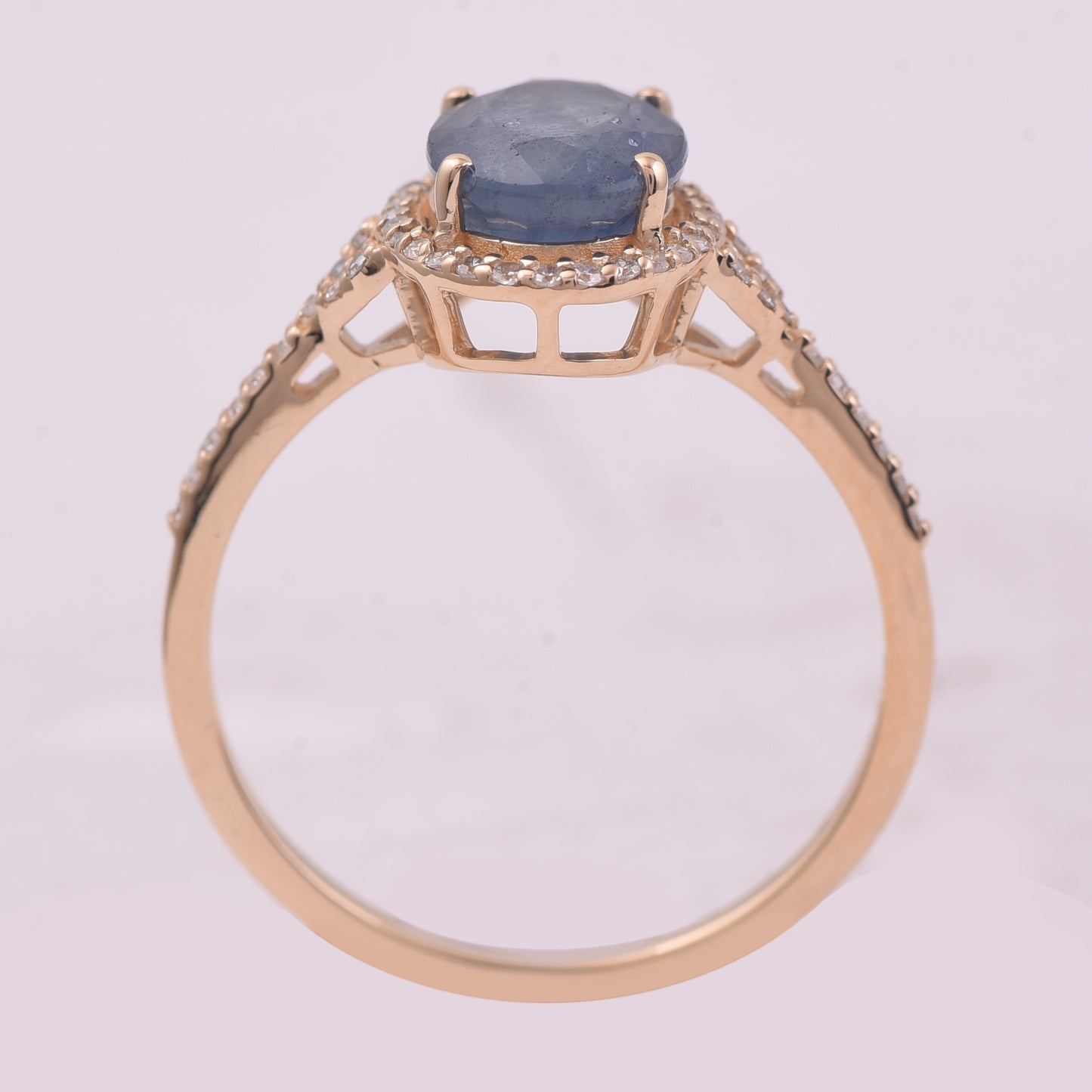 2.52 Ct Oval Mixed Cut Natural Sapphire 14K Gold Ring
