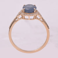 2.52 Ct Oval Mixed Cut Natural Sapphire 14K Gold Ring