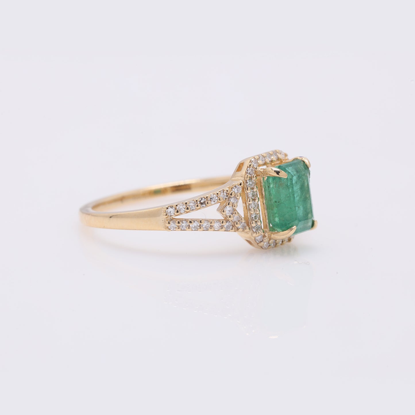 1.21 Ct Octagon Step Cut Natural Emerald 14K Gold Ring