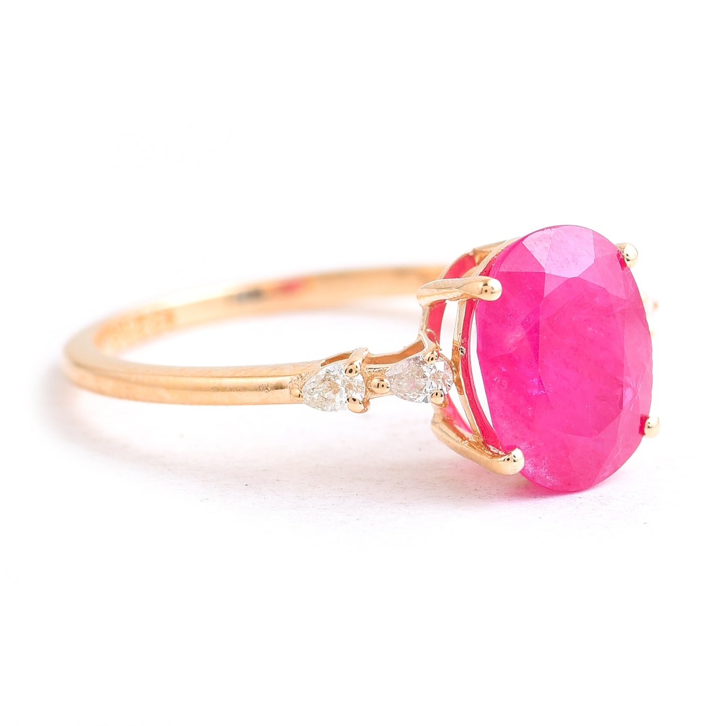 1.58 Ct Oval Mixed Cut Natural Ruby 14K Gold Ring