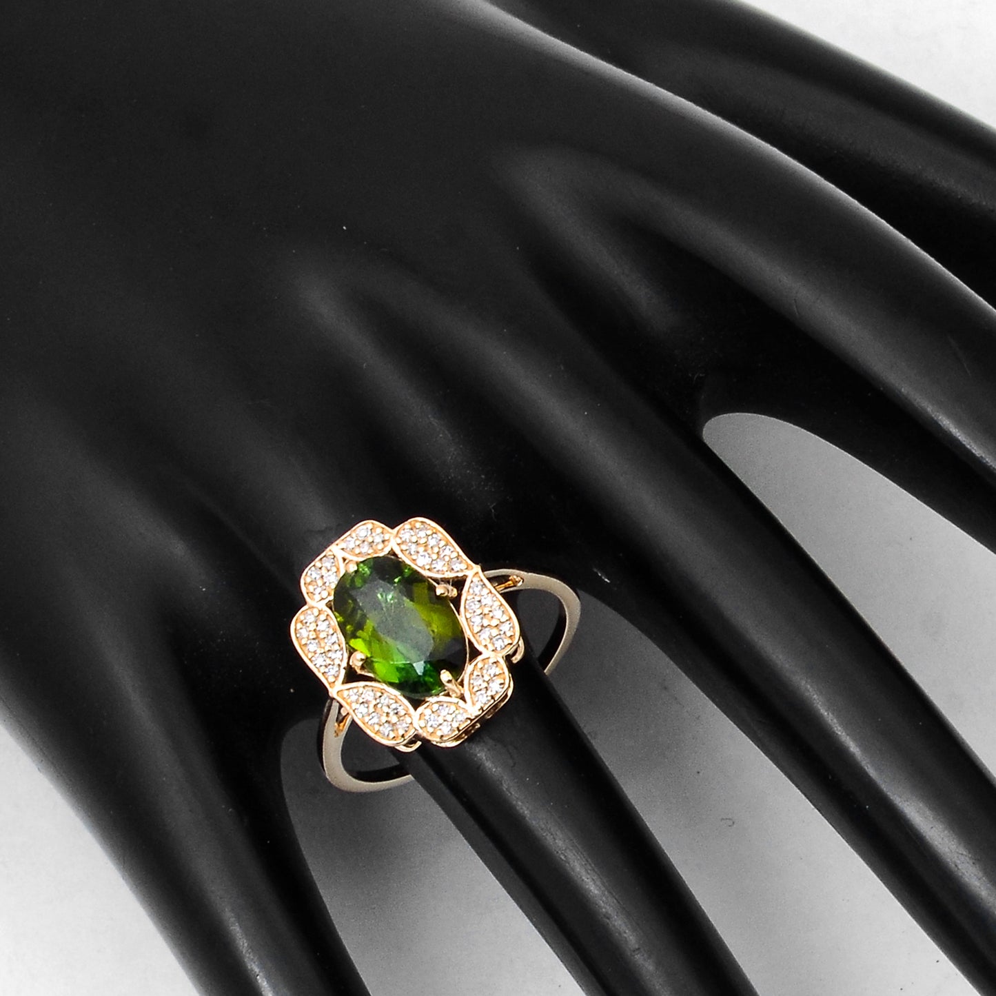 1.93 Ct Oval Mixed Cut Natural Tourmaline 14K Gold Ring