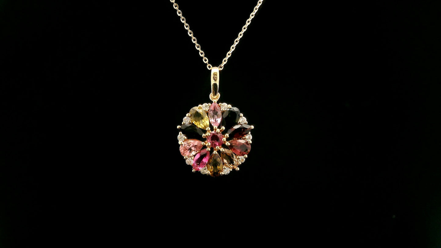 1.83 Ct Pear Tourmaline 14K Gold Pendant