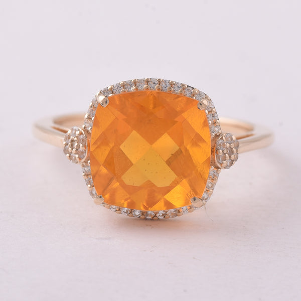 2.98 Ct Cushion Br.Opal 9K Gold Ring