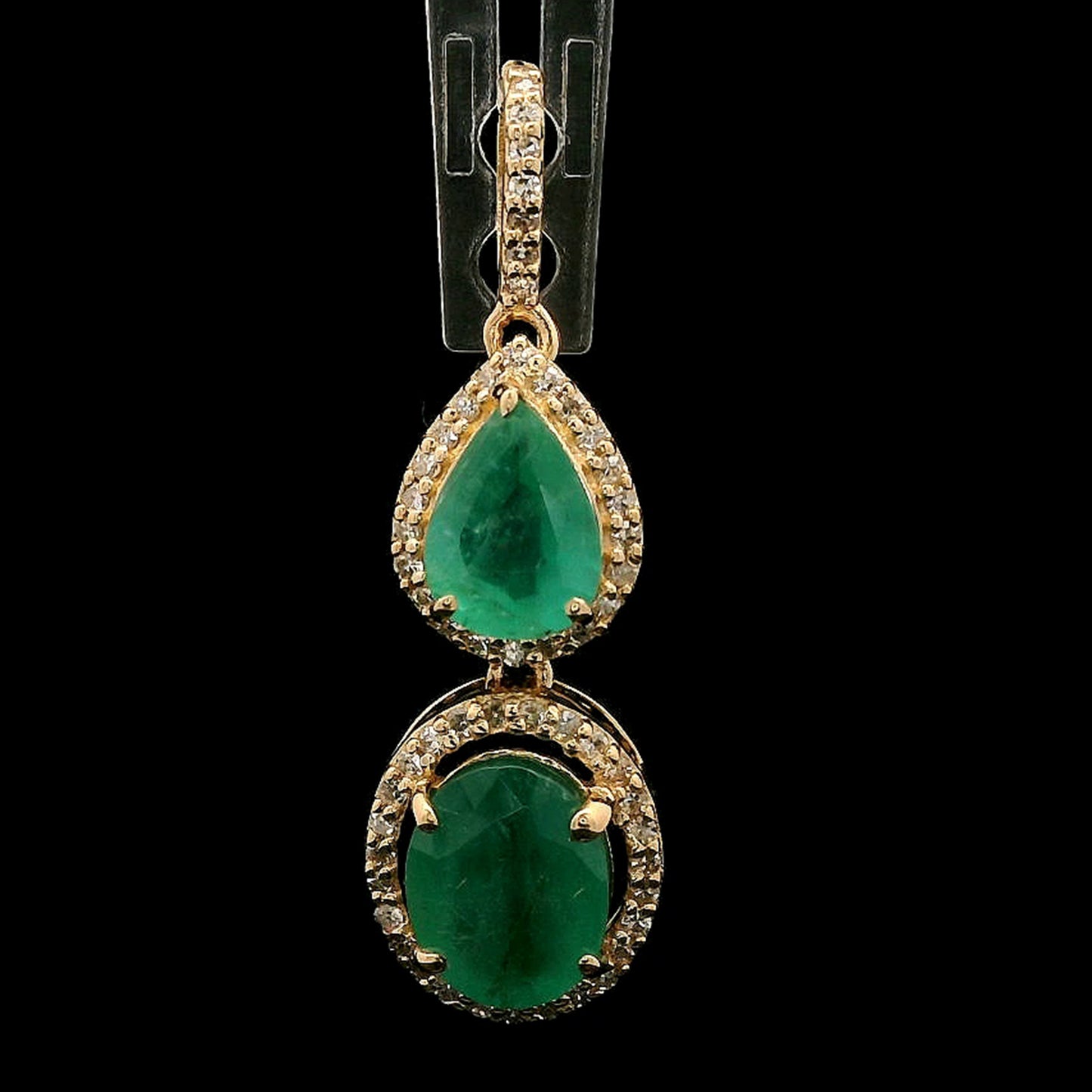 1.98 Ct Oval Mixed Cut Natural Emerald 14K Gold Pendant