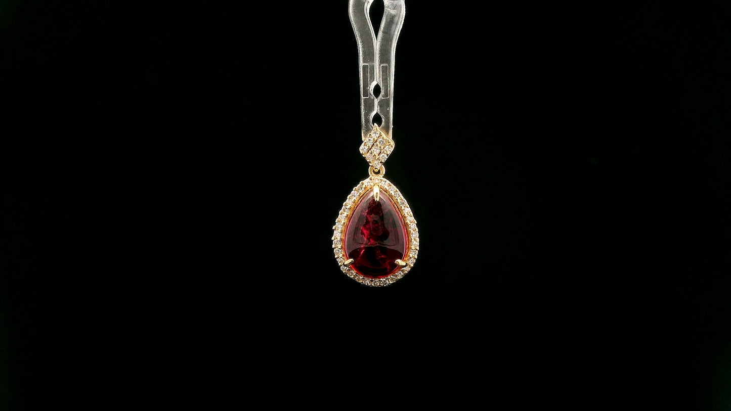 2.38 Ct Pear Natural Tourmaline 14K Gold Pendant