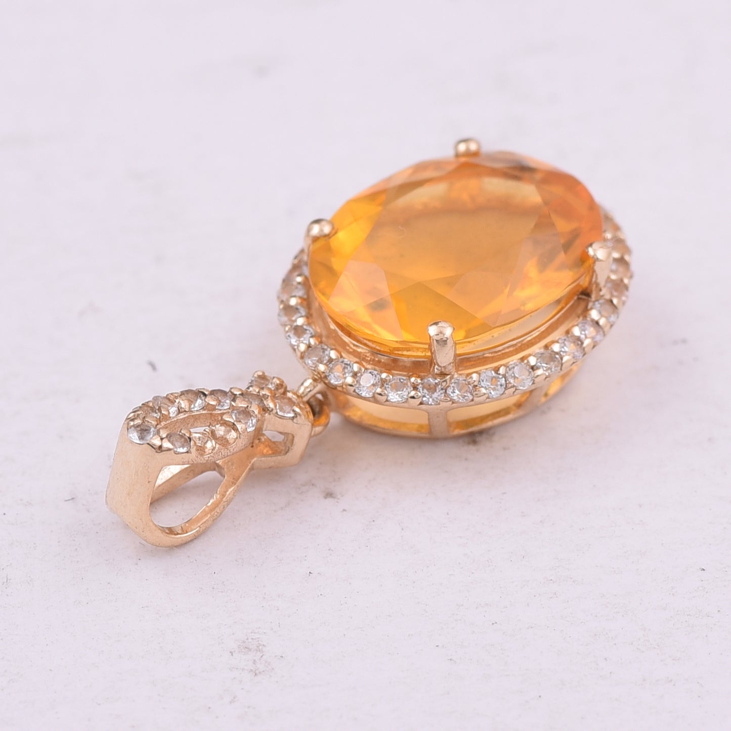 2.03 Ct Oval Br.Fire Opal 9K Gold Pendant