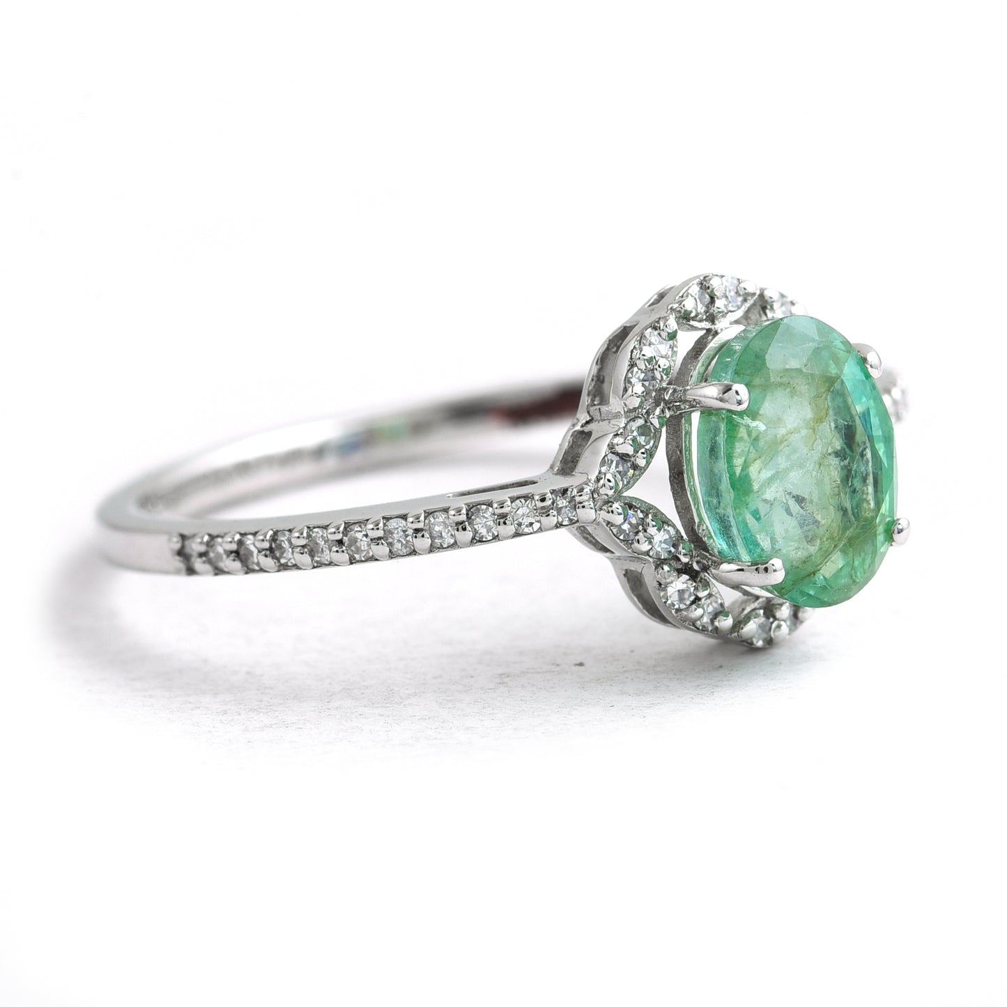 2.60 Ct Oval Mixed Cut Natural Emerald 950 Platinum Ring