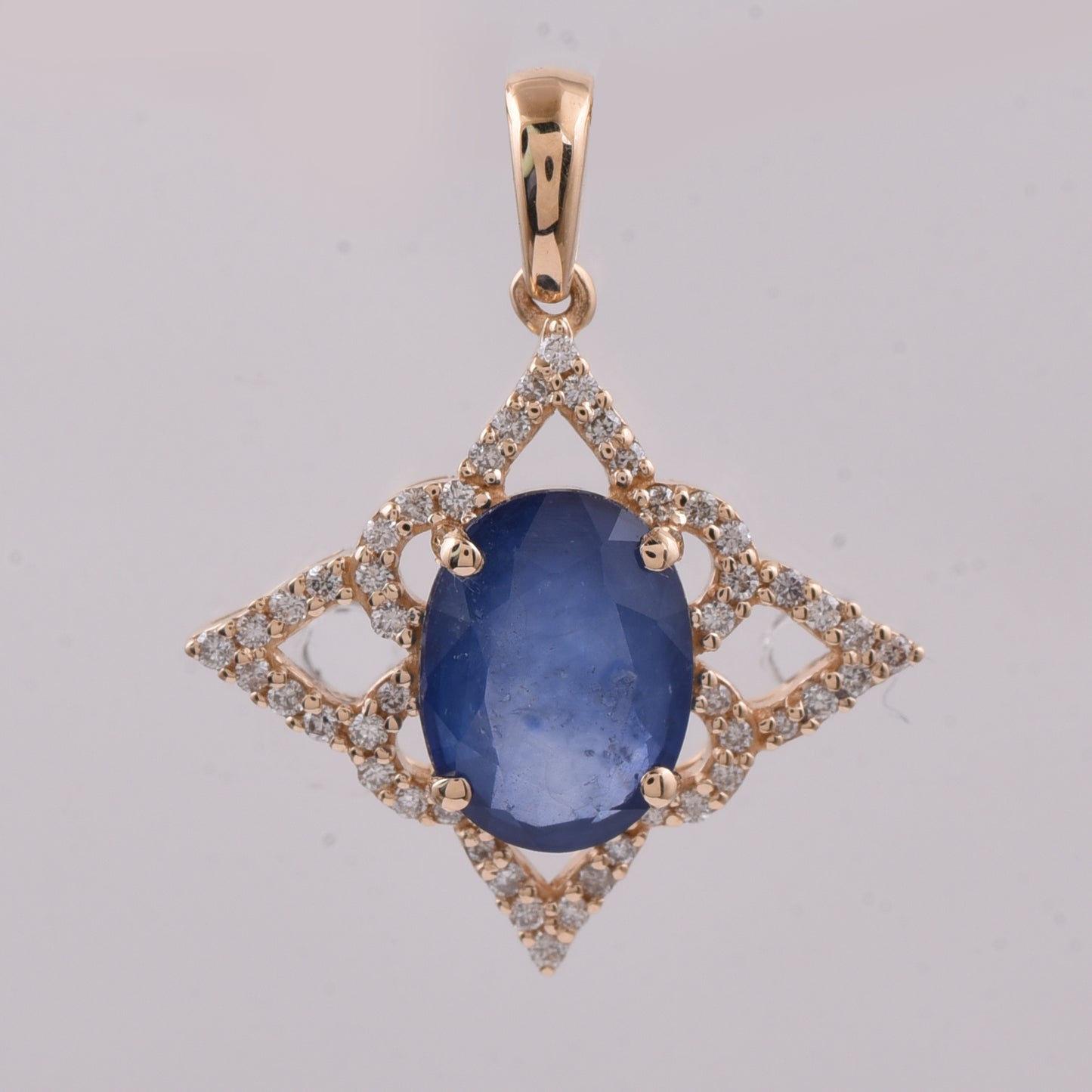 2.24 Ct Oval Natural Sapphire 14K Gold Pendant