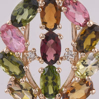 2.31 Ct Oval Natural Multi-Coloured Tourmaline 14K Gold Pendant