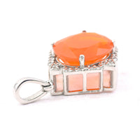2.72 Ct Oval Mixed Cut Natural Fire Opal 950 Platinum Pendant