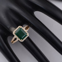 3.87 Ct Octagon Emerald 9K Gold Ring