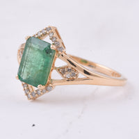 1.64 Ct Octagon Step Cut Natural Emerald 14K Gold Ring