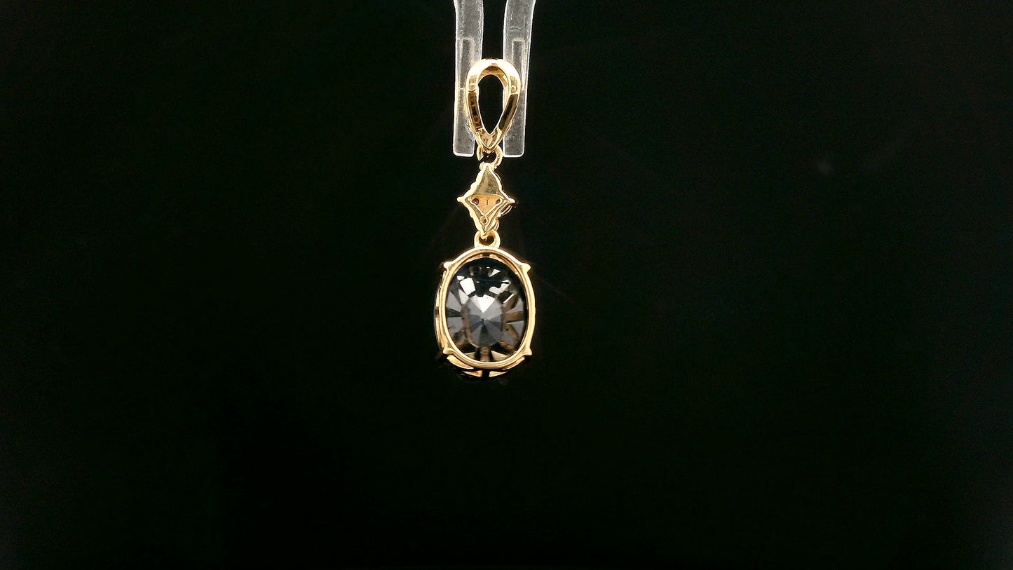 2.75 Ct Oval Mixed Cut Natural Corundum Sapphire 14K Gold Pendant