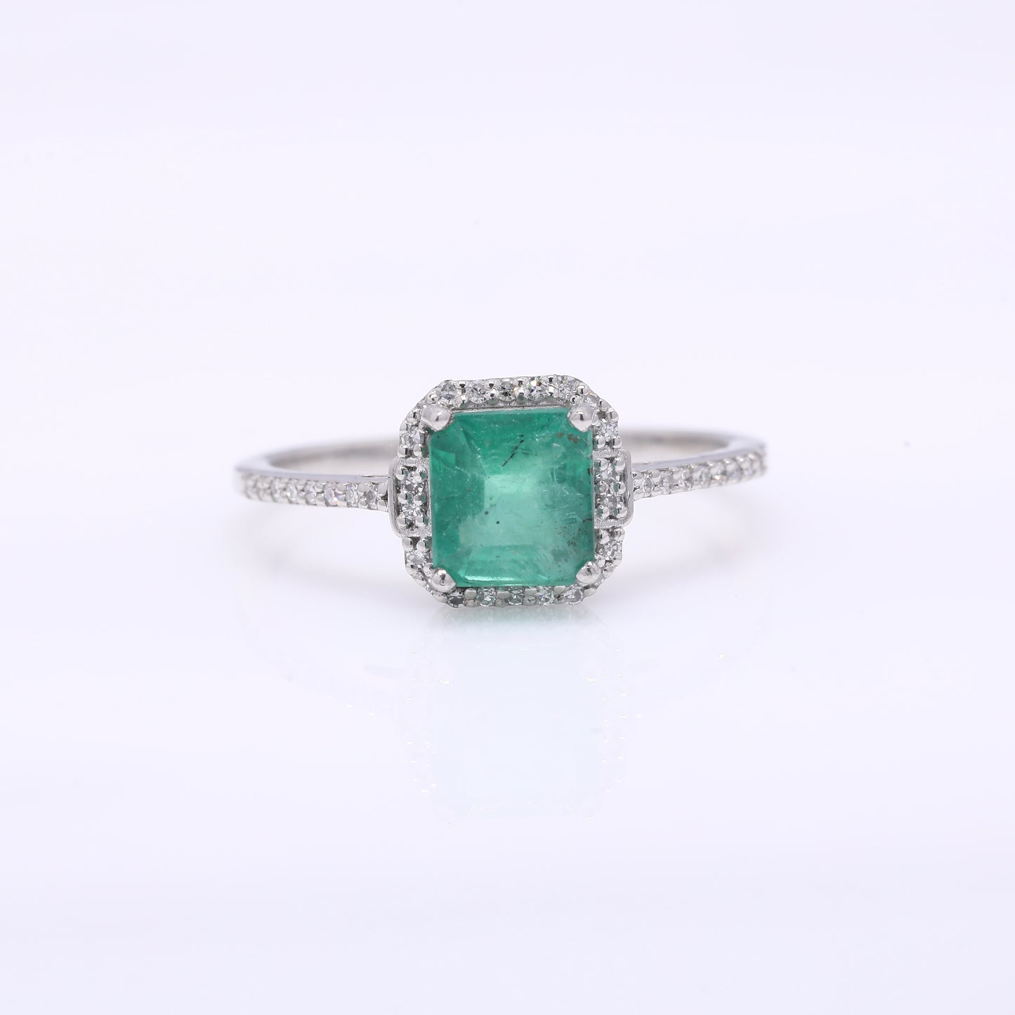 1.41 Ct Octagon Step Cut Natural Emerald 950 Platinum Ring