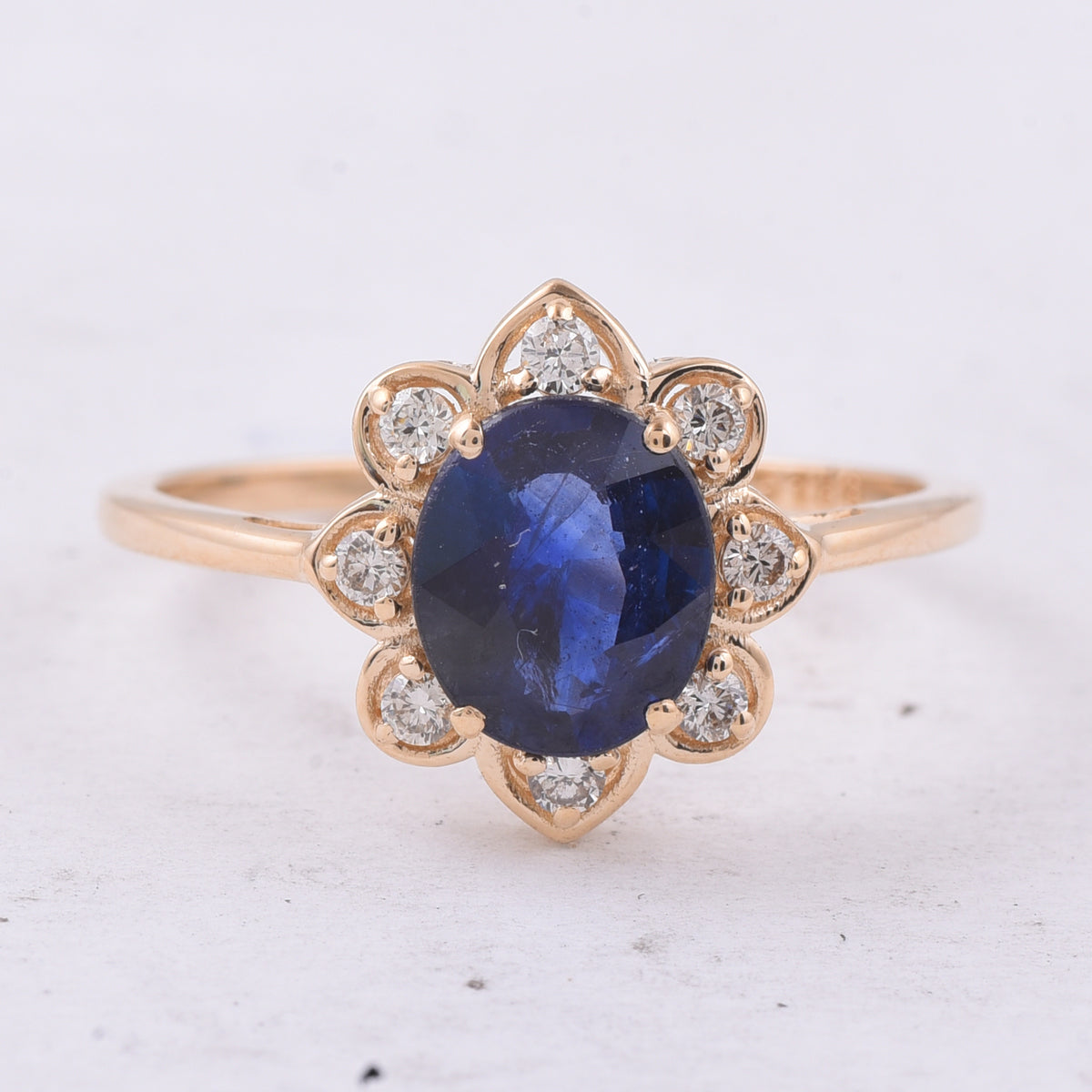 1.71 Ct Oval Natural Sapphire 14K Gold Ring