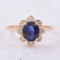 1.71 Ct Oval Natural Sapphire 14K Gold Ring