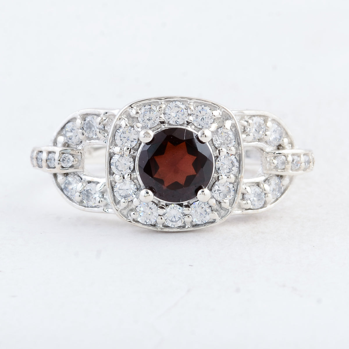2.56 Ct Round Garnet 925 Sterling Silver Ring