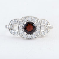 2.56 Ct Round Garnet 925 Sterling Silver Ring