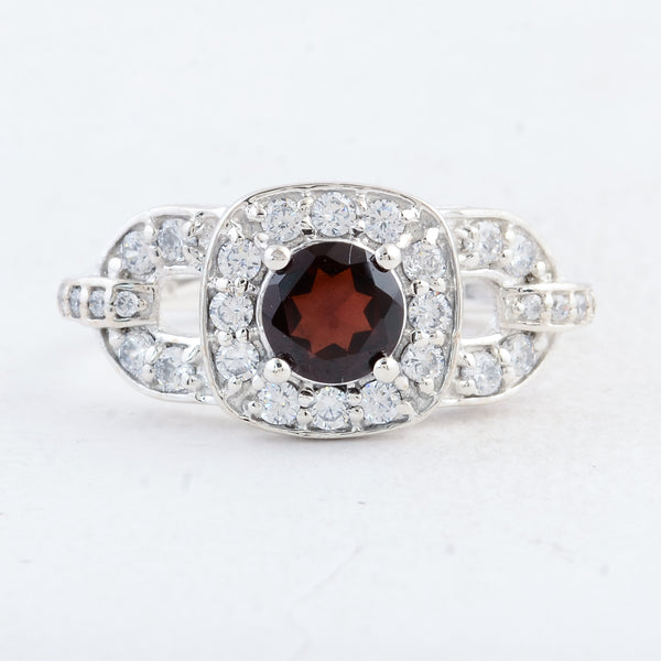 2.56 Ct Round Garnet 925 Sterling Silver Ring