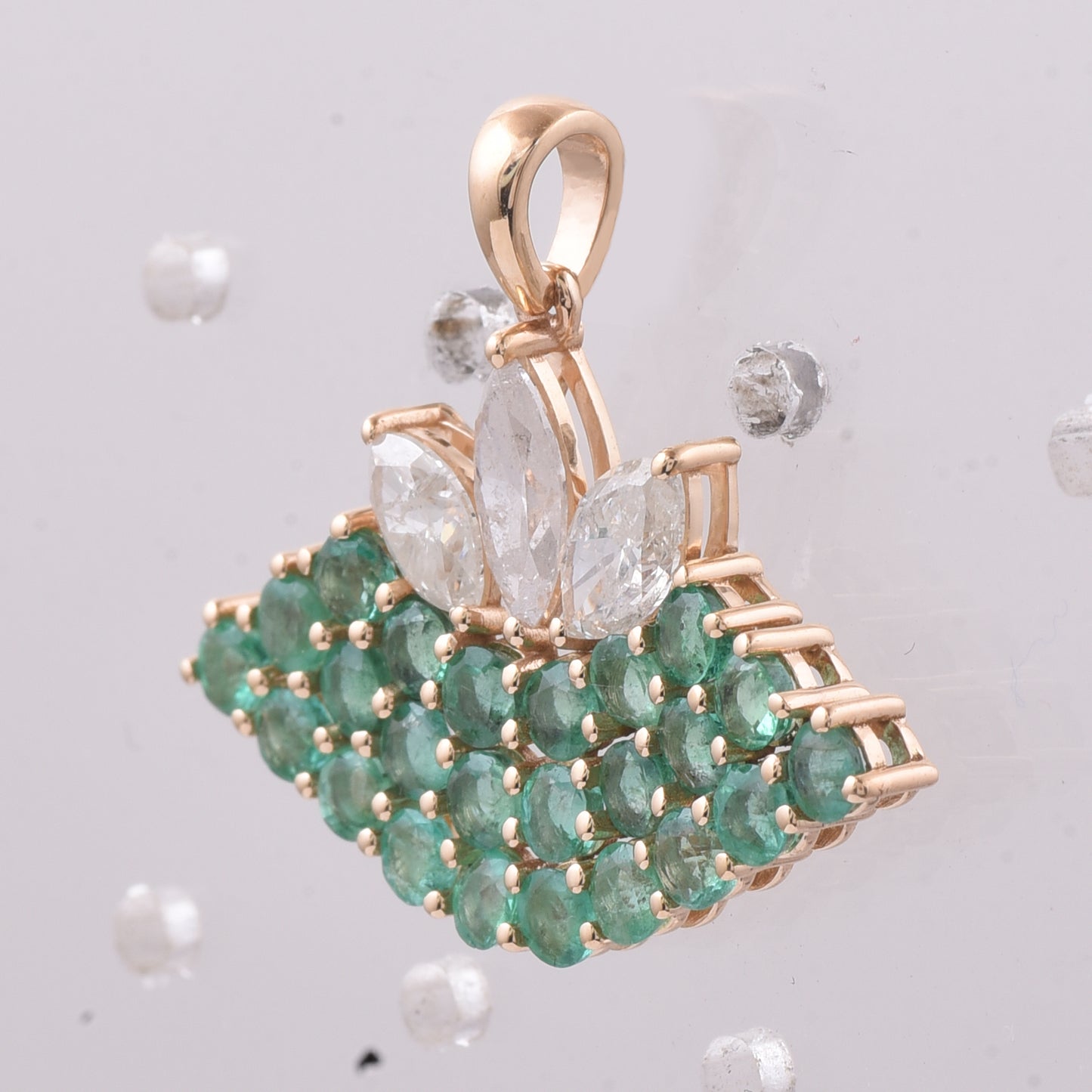2.87 Ct Round Natural Emerald 14K Gold Pendant