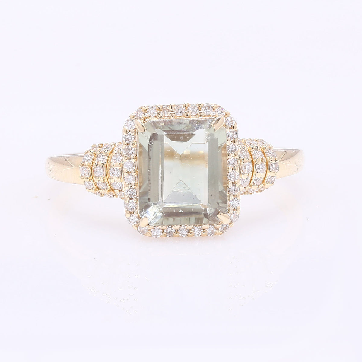 1.72 Ct Octagon Step Cut Natural Sunstone 14K Gold Ring