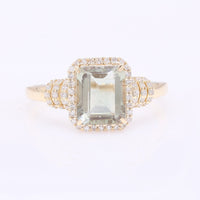 1.72 Ct Octagon Step Cut Natural Sunstone 14K Gold Ring