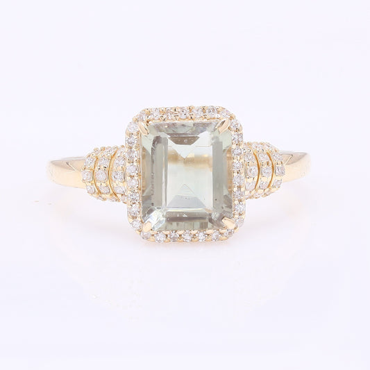 1.72 Ct Octagon Step Cut Natural Sunstone 14K Gold Ring