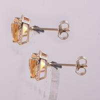 1.56 Ct Trillion Br.Fire Opal 9K Gold Earrings