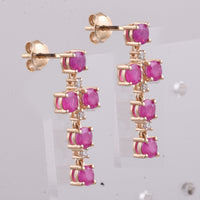 2.54 Ct Round Natural Ruby 14K Gold Earrings