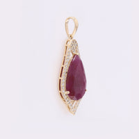 3.09 Ct Pear Mixed Cut Natural Ruby 14K Gold Pendant