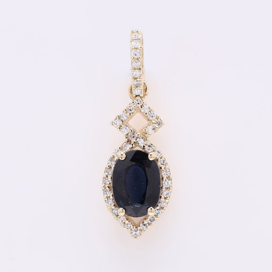 1.07 Ct Oval Mixed Cut Natural Sapphire 14K Gold Pendant