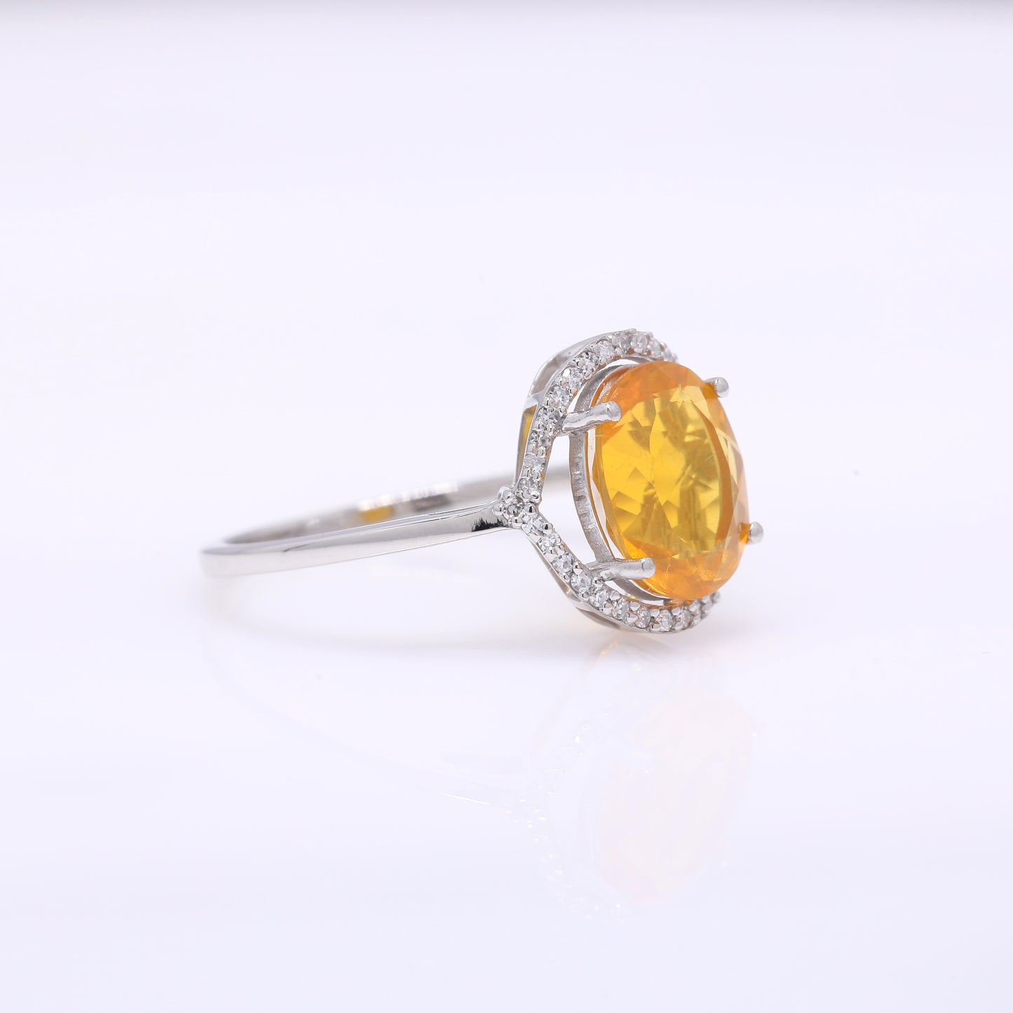1.98 Ct Oval Mixed Cut Natural Fire Opal 950 Platinum Ring