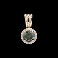 0.63 Ct Round Green Diamond 14K Gold Pendant