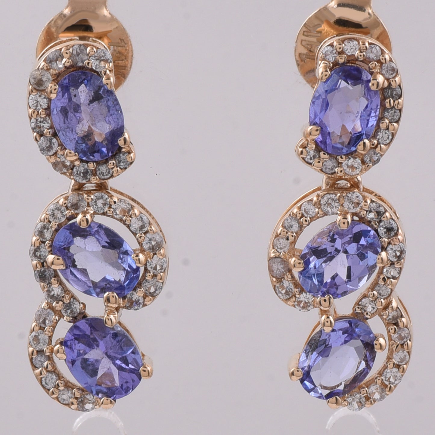 1.21 Ct Oval Natural Tanzanite 14K Gold Earrings