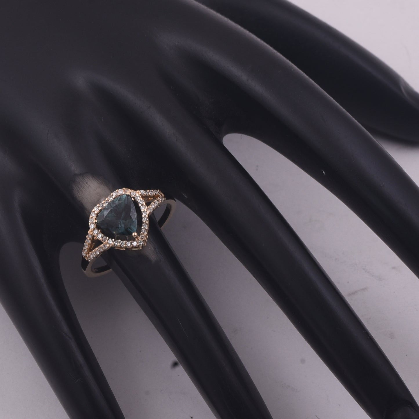 1.26 Ct Triangle Mixed Cut Natural Green Tourmaline 14K Gold Ring