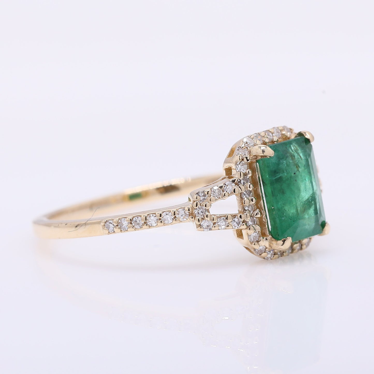 1.13 Ct Octagon Step Cut Natural Emerald 14K Gold Ring