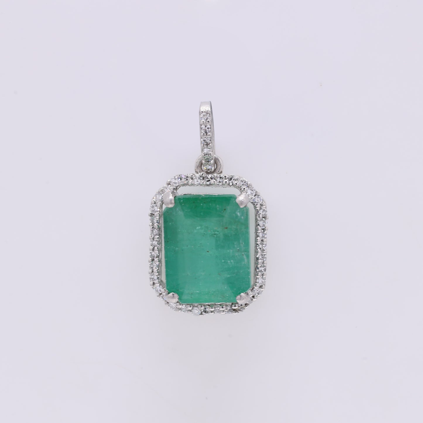 3.73 Ct Octagon Step Cut Natural Emerald 950 Platinum Pendant