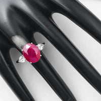 6.90 Ct Oval Ruby 950 Platinum Ring