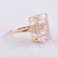7.99 Ct Octagon Step Cut Natural Kunzite 14K Gold Ring