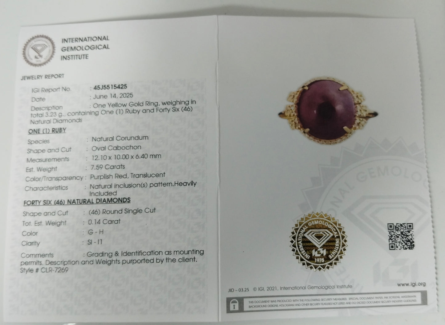 7.73 Ct Oval Cabochon Natural Corundum Ruby 14K Gold Ring