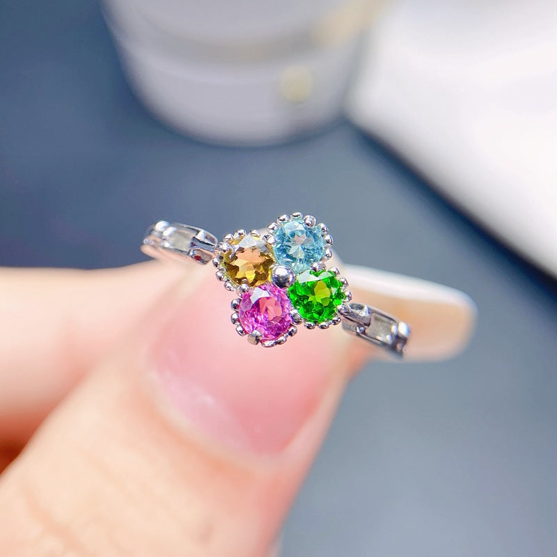 Multi Colored Tourmaline 925 Sterling Silver Ring