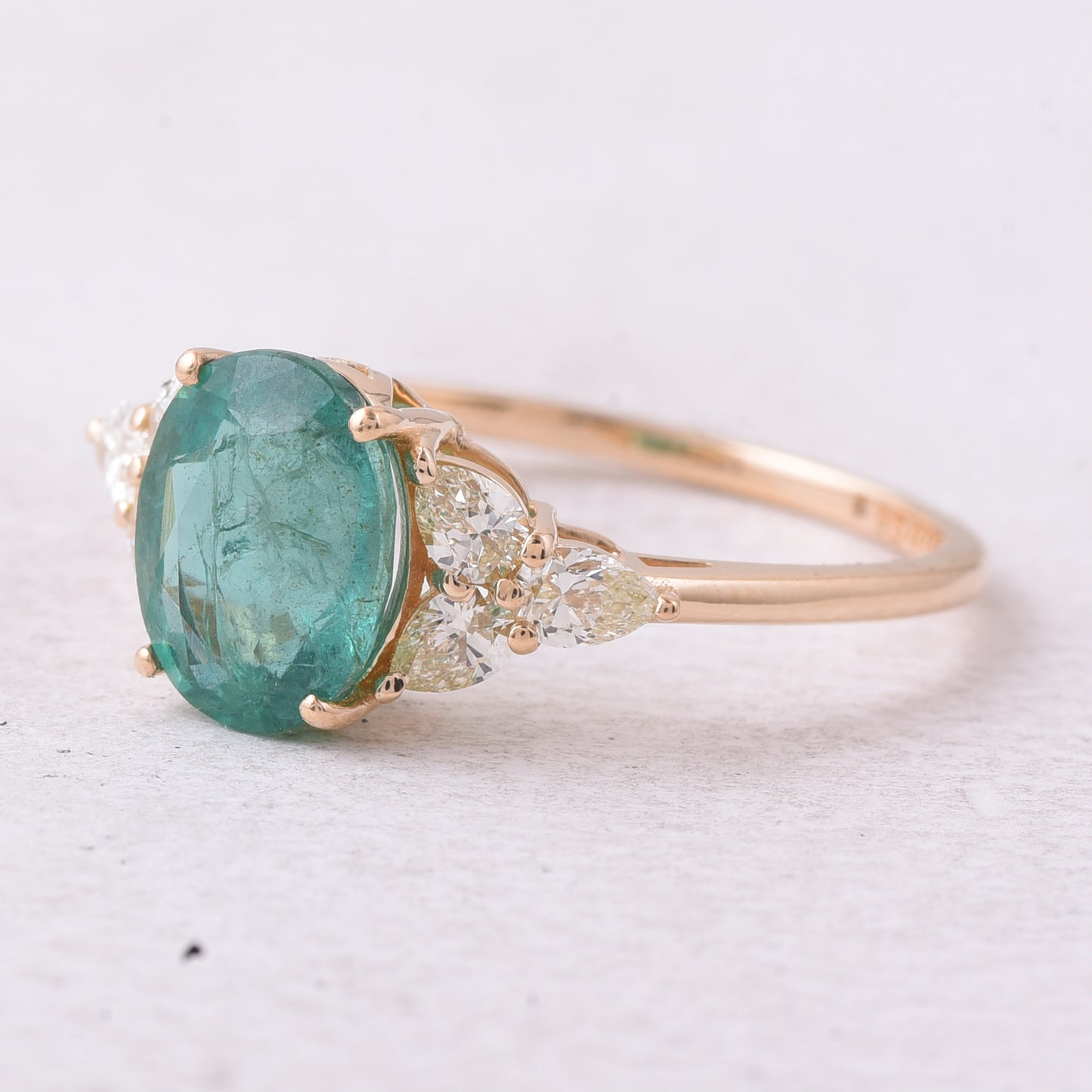 2.09 Ct Oval Mixed Cut Natural Emerald 14K Gold Ring