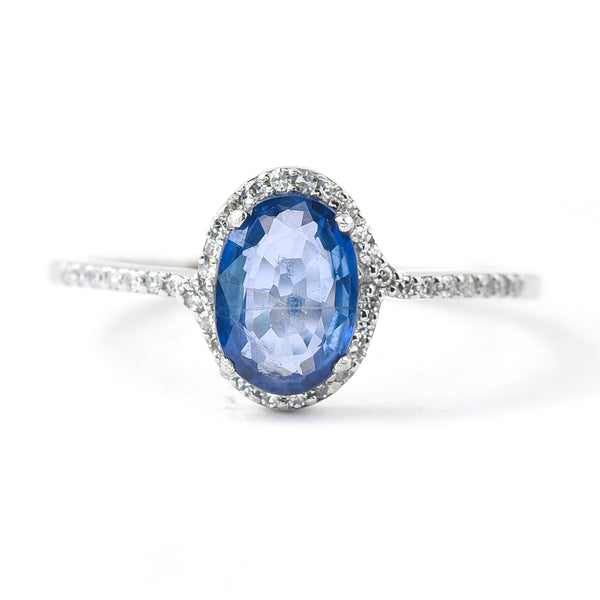1.31 Ct Oval Mixed Cut Natural Sapphire 950 Platinum Ring