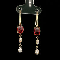 6.85 Ct Oval Mixed Cut Lab Grown Ruby 14K Gold Earrings