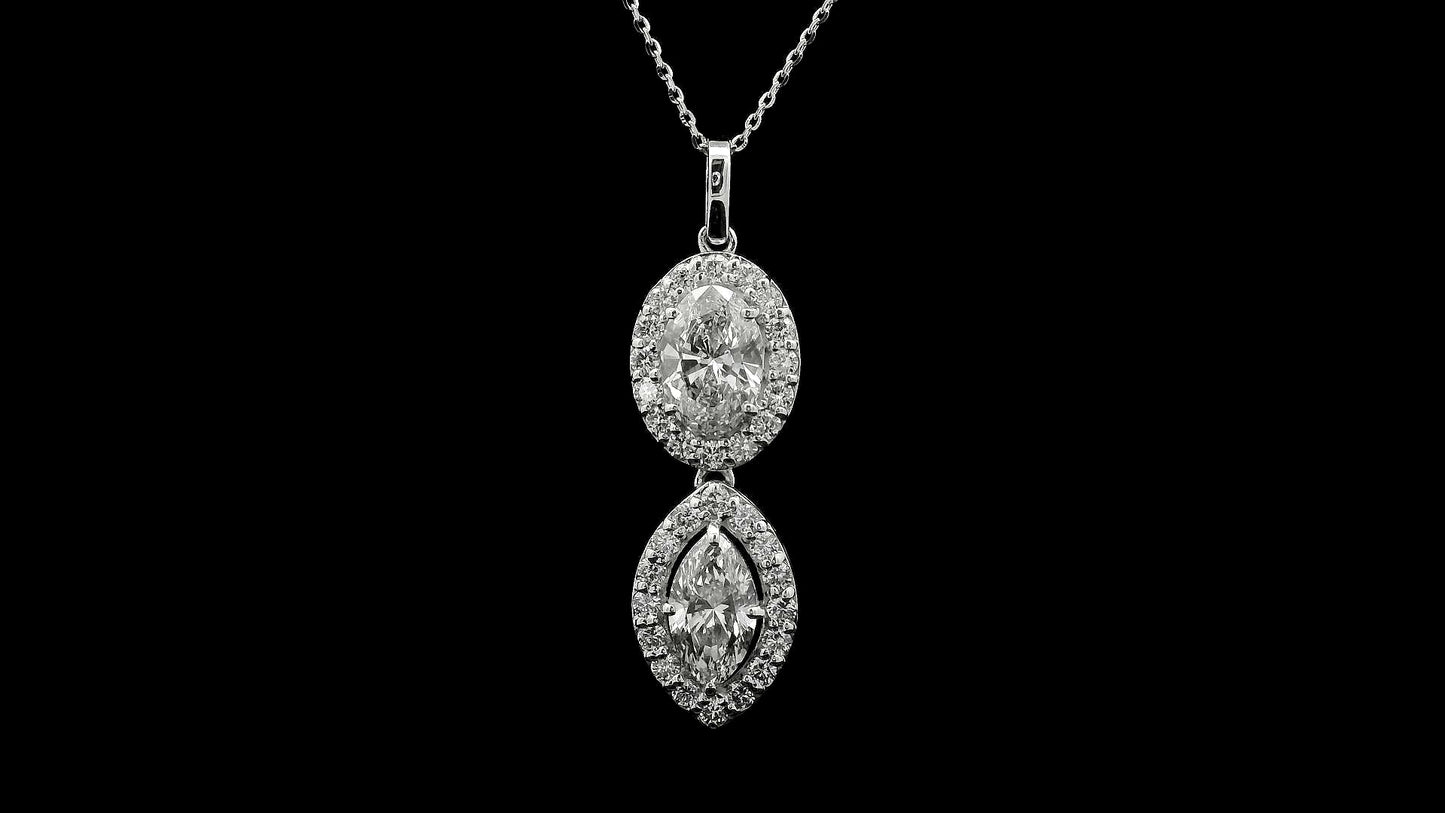 2.96 Carats Lab Grown Diamond 14K Gold Pendant