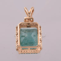 6.22 Ct Octagon Step Cut Natural Emerald 14K Gold Pendant