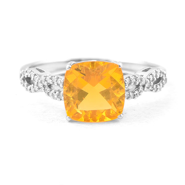 1.53 Ct Cushion Mixed Cut Natural Fire Opal 950 Platinum Ring