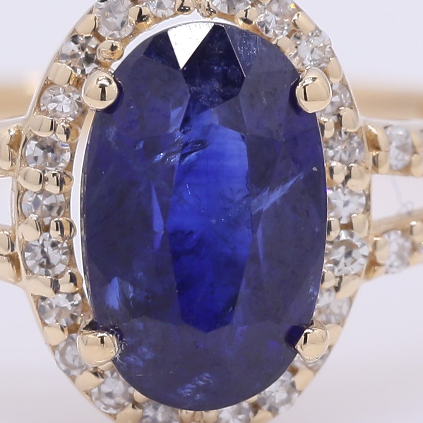 1.60 Ct Oval Mixed Cut Natural Sapphire 14K Gold Ring