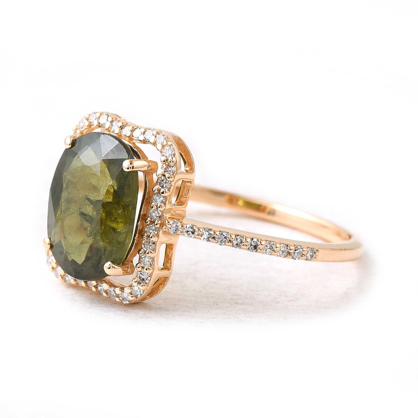 2.62 Ct Oval Green Sapphire 14K Gold Ring