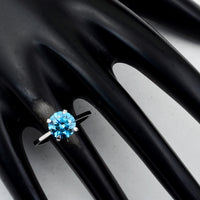 2.00 Carats Blue Lab Grown Diamond 14K Gold Ring